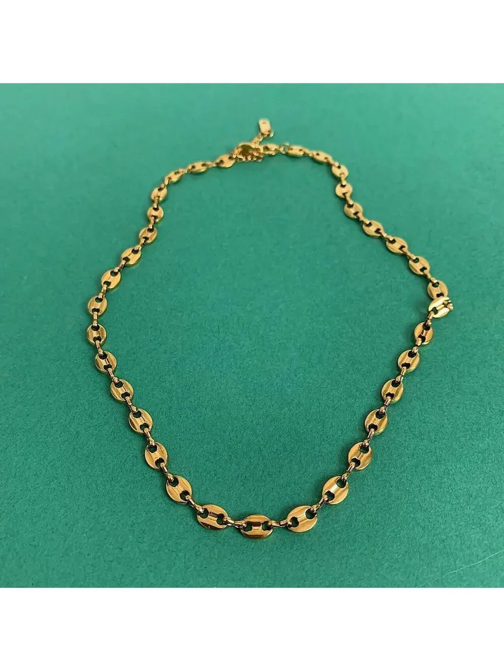Y2k Cyber Vintage style Coffee Bean Stainless Steel Gold Plated Necklace. High